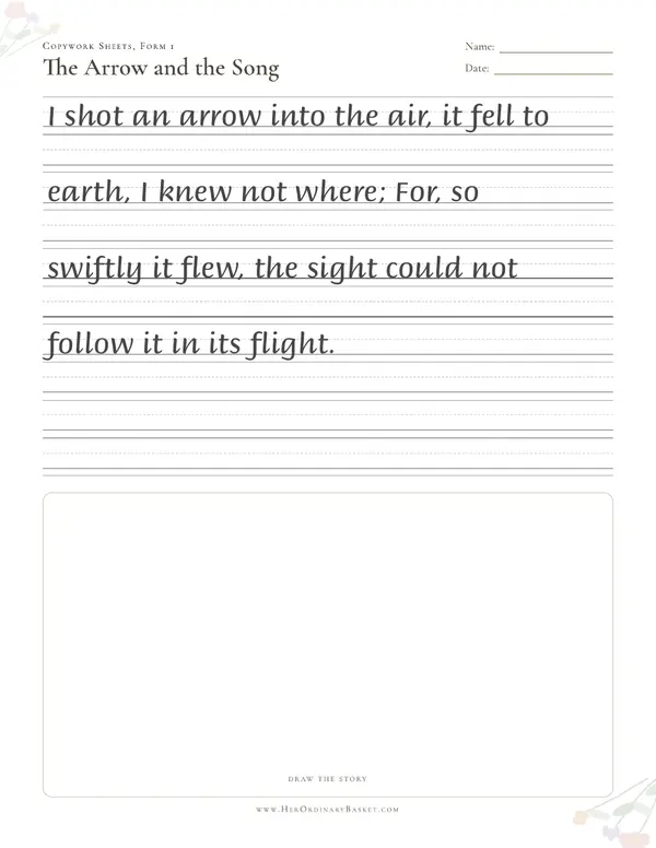 Preview of The Arrow and the Song copywork sheets